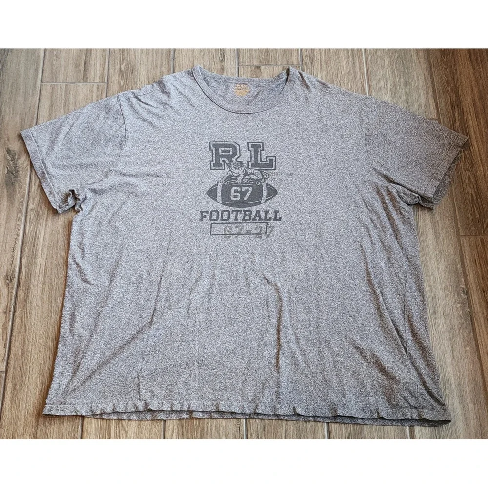 Polo Ralph Lauren Mens 3XB Grey Heather RL 67 Football Tiger Graphic T-Shirt - Picture 2 of 5